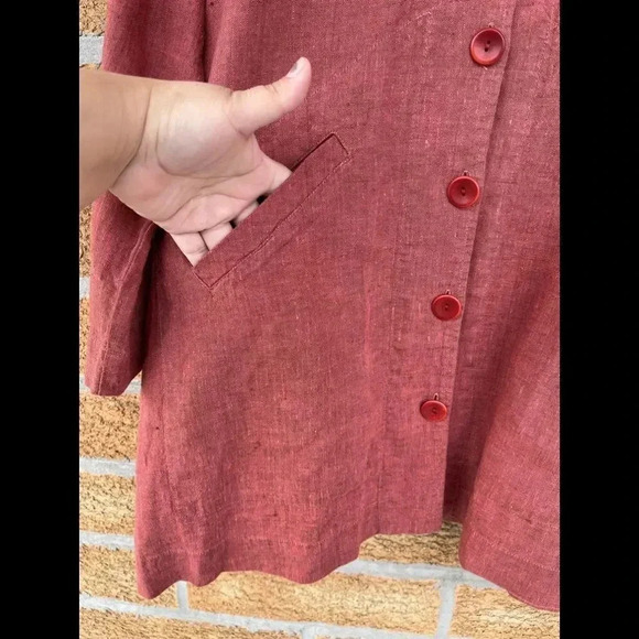 Flax burnt orange linen dress small - Picture 3 of 9